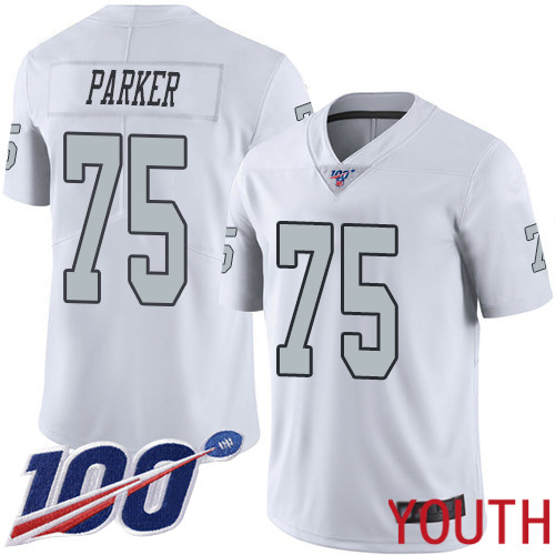 Oakland Raiders Limited White Youth Brandon Parker Jersey NFL Football #75 100th Season Rush Vapor Jersey->youth nfl jersey->Youth Jersey
